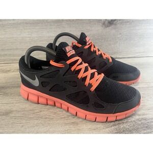 Nike Women Shoe‎ Free Run II Size 8.5M Athletic Run Sneaker Black Orange